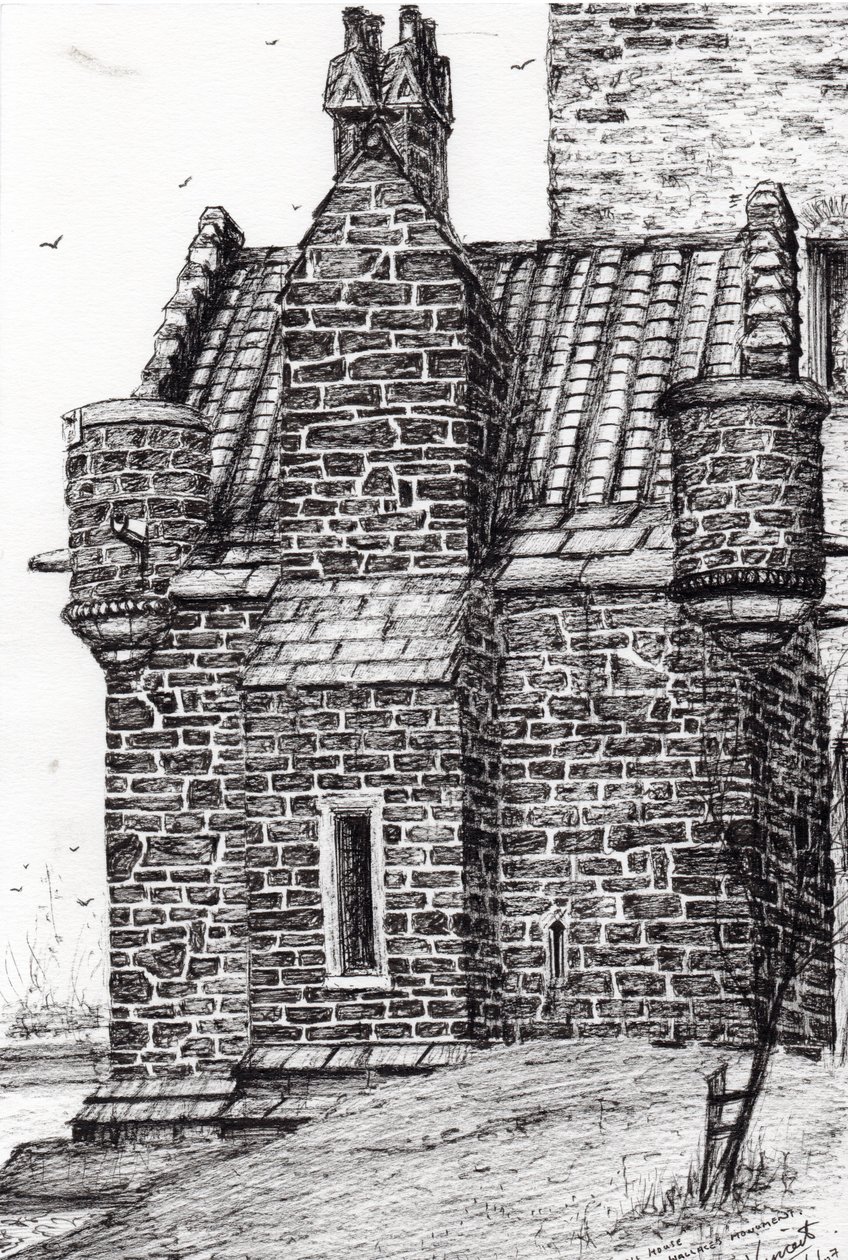 Wallaceův pomník, malý dům, 2007, (inkoust na papíře) od Vincent Alexander Booth