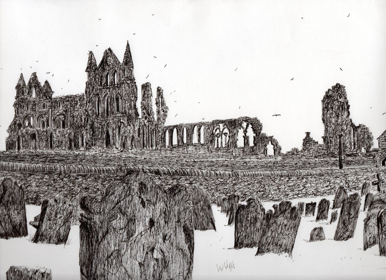 Whitby Abbey, 2007, (inkoust na papíře) od Vincent Alexander Booth