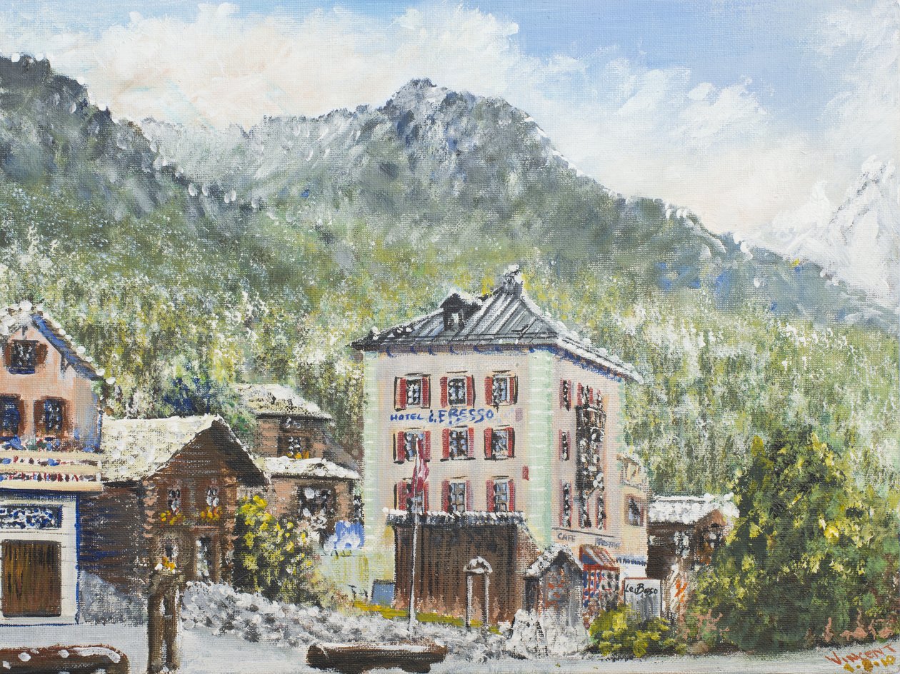 Zinal Švýcarsko 2007, (akryl na plátně) od Vincent Alexander Booth