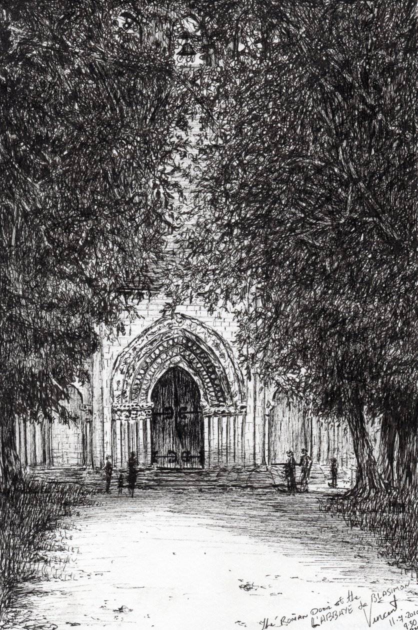 the Roman Door labbey de blassimon, 2010, (inkoust na papíře) od Vincent Alexander Booth