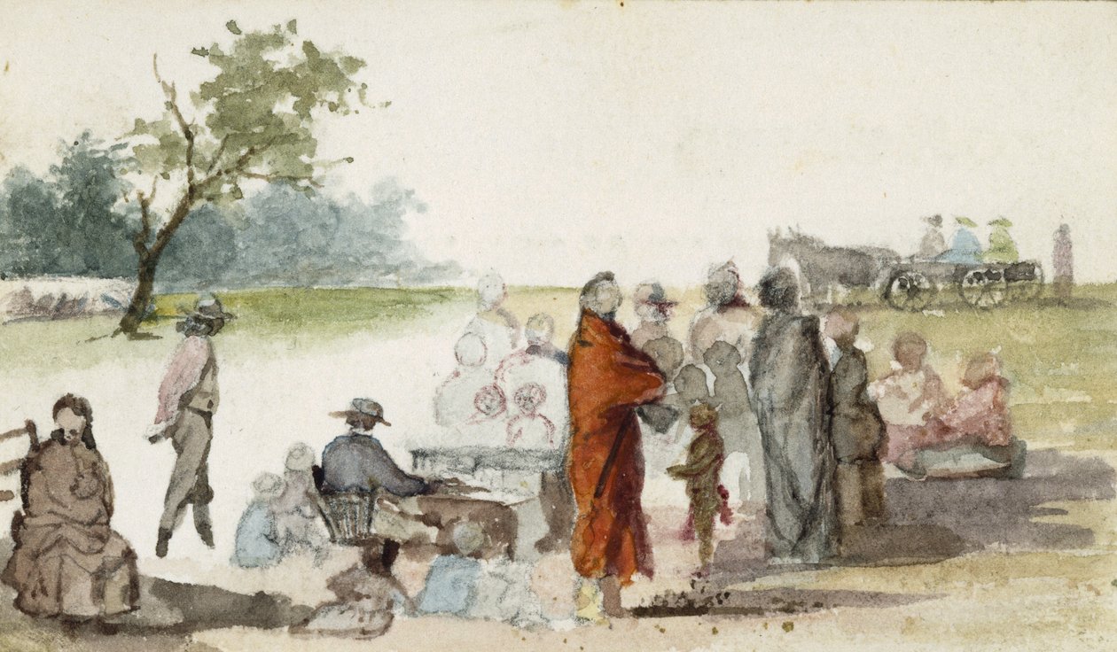 The Organist, 1869-71 (čb na papíře) od Vincent Colyer