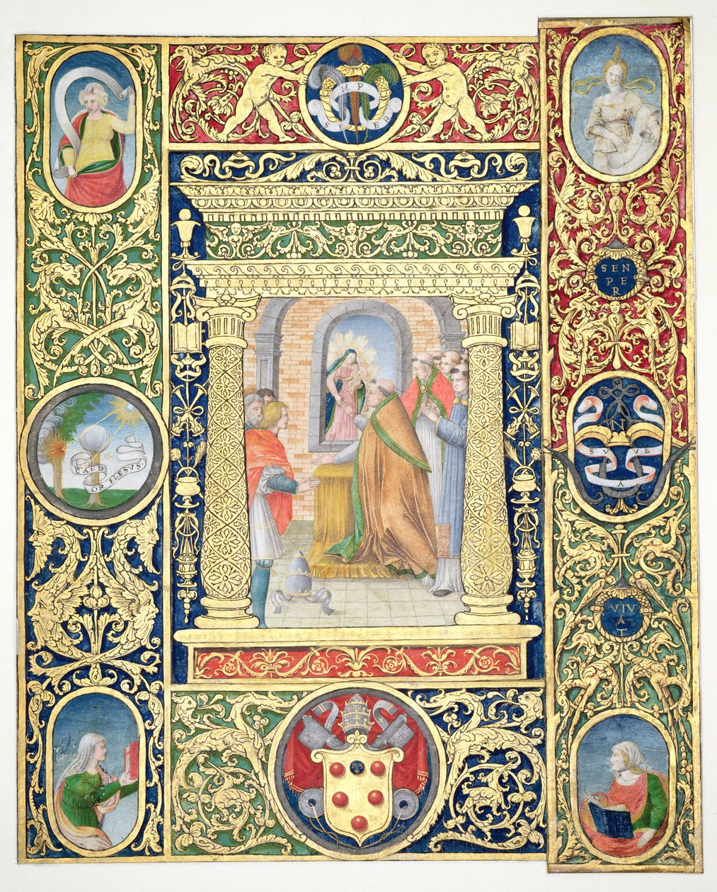 Marlay Cutting IT.35r Vize papeže Lva Velikého a fragmenty hranic z misálu papeže Klementa VII., po roce 1523 (pergamen) od Vincent Raymond