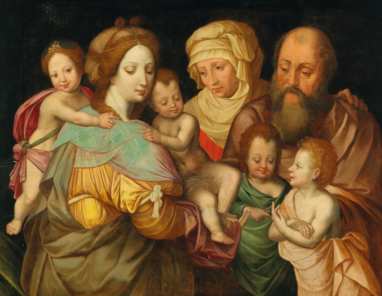 Svaté příbuzenství, Anna a Joachim s Marií Cleophas a jejími čtyřmi syny od Vincent Sellaer