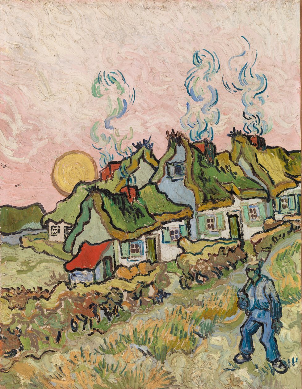 Domy a postava od Vincent van Gogh