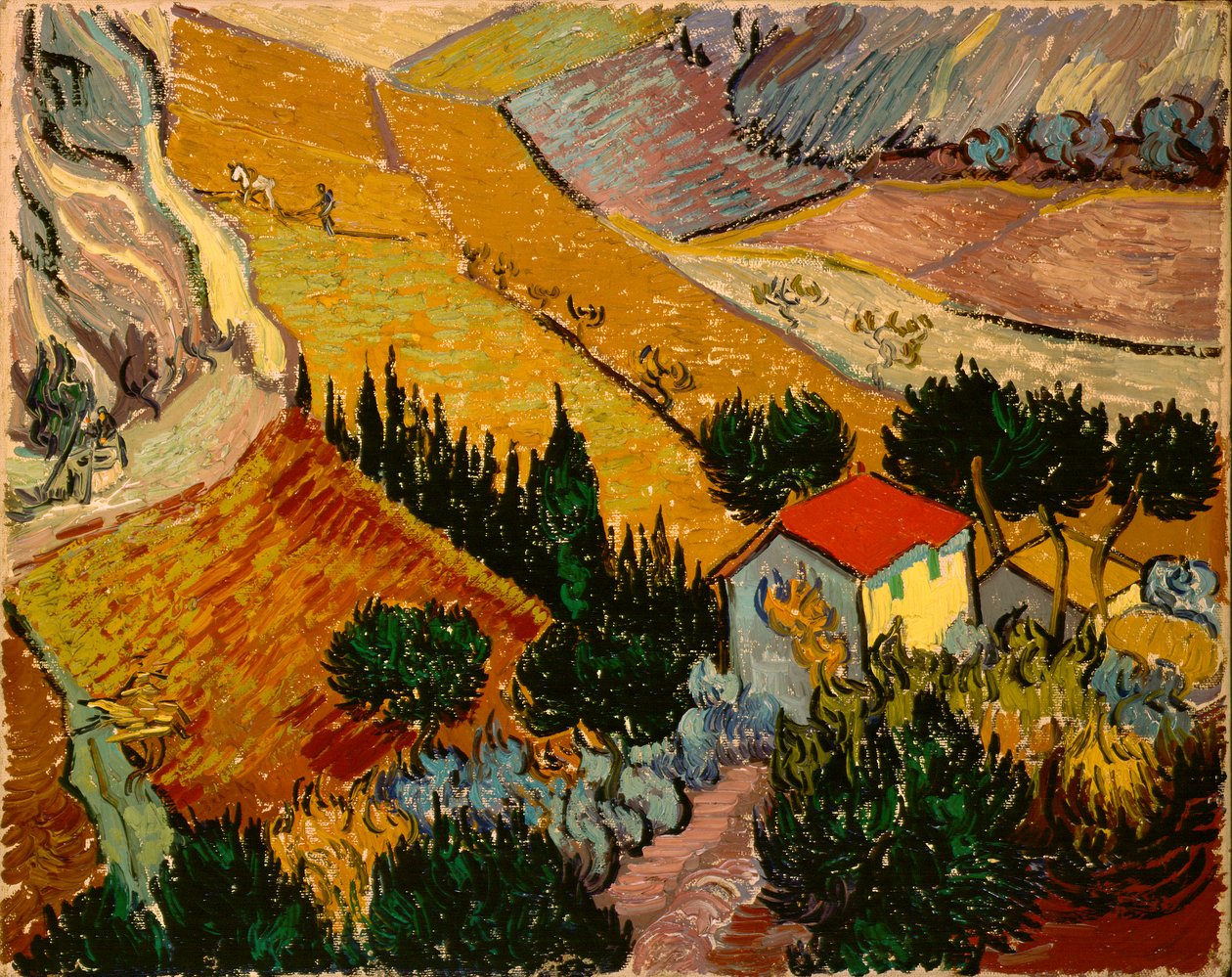 Krajina s domem a oráčem od Vincent van Gogh
