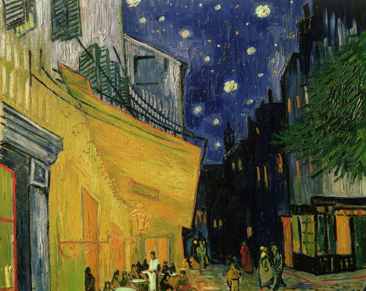 Cafe Terrace, Place du Forum, Arles, 1888 detail olej na plátně z roku 192281 od Vincent van Gogh