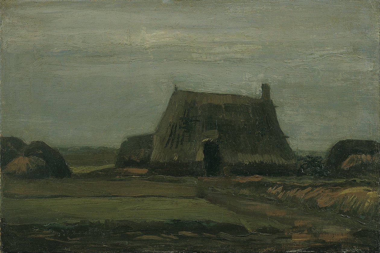 Farma s hromádkami rašeliny od Vincent van Gogh