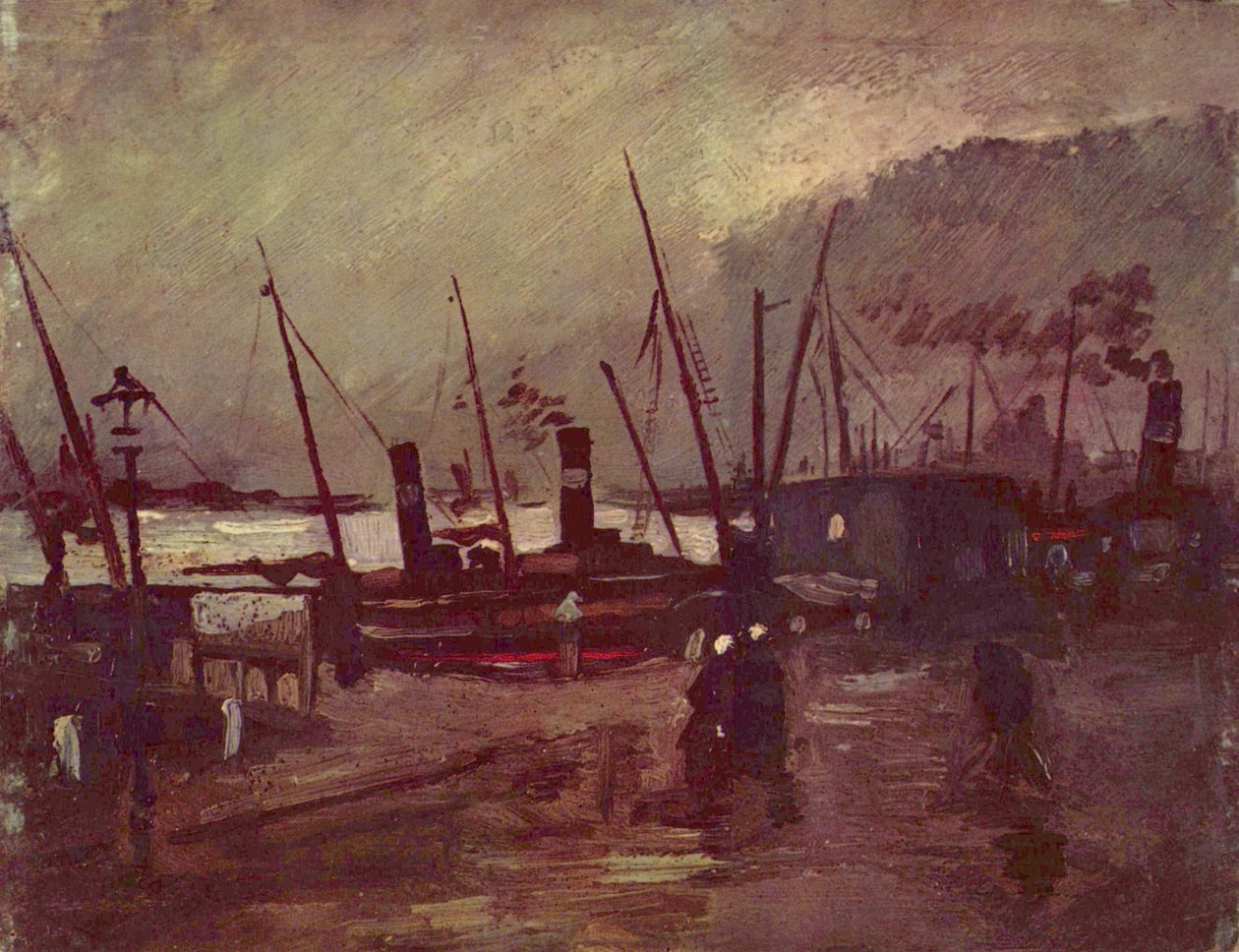 Přístaviště v Antverpách s loděmi od Vincent van Gogh