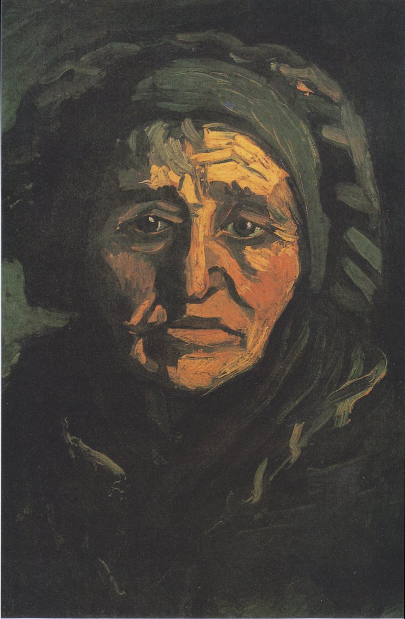 Hlava rolnické ženy se zelenou kapotou od Vincent van Gogh