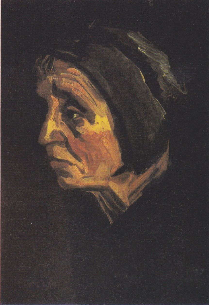 Hlava staré rolnické ženy s tmavou kapucí od Vincent van Gogh