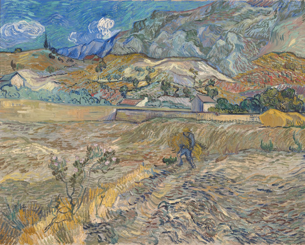 Krajina v Saint-Rémy (uzavřené pole s rolníkem) od Vincent van Gogh