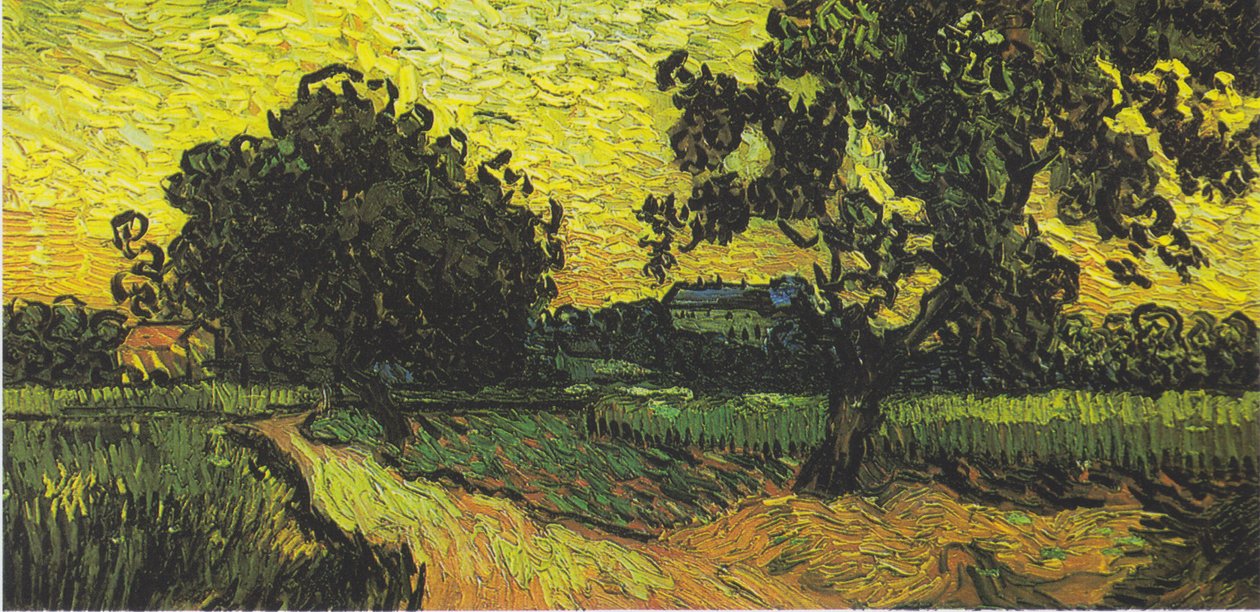 Krajina s hradem Auvers při západu slunce od Vincent van Gogh