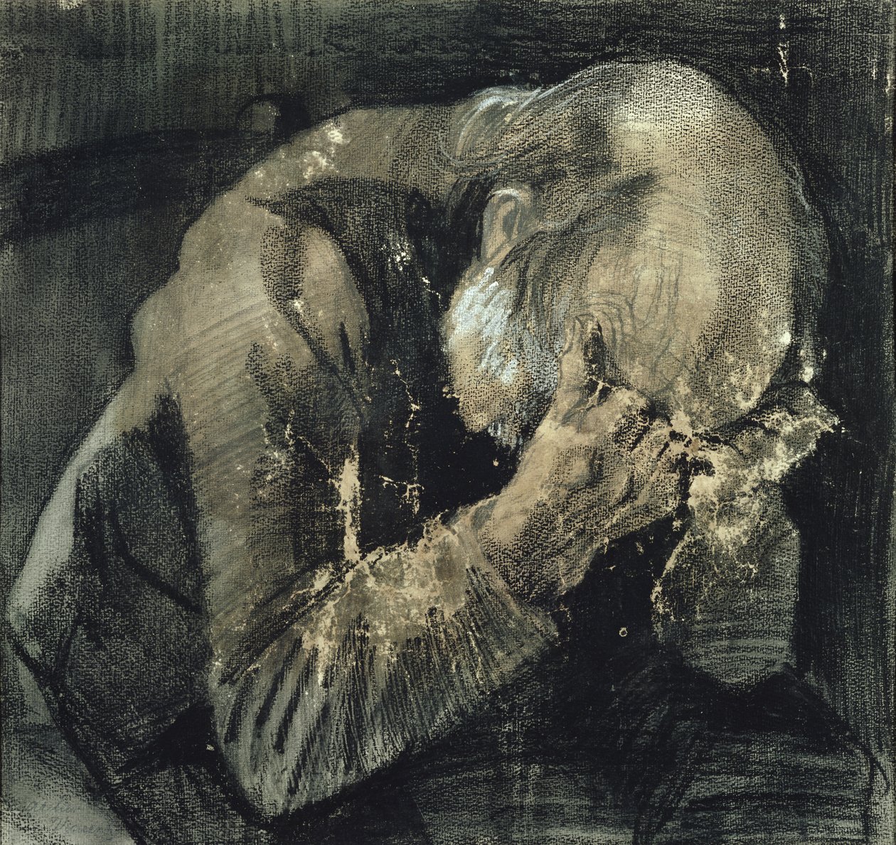 Muž s hlavou v dlaních od Vincent van Gogh
