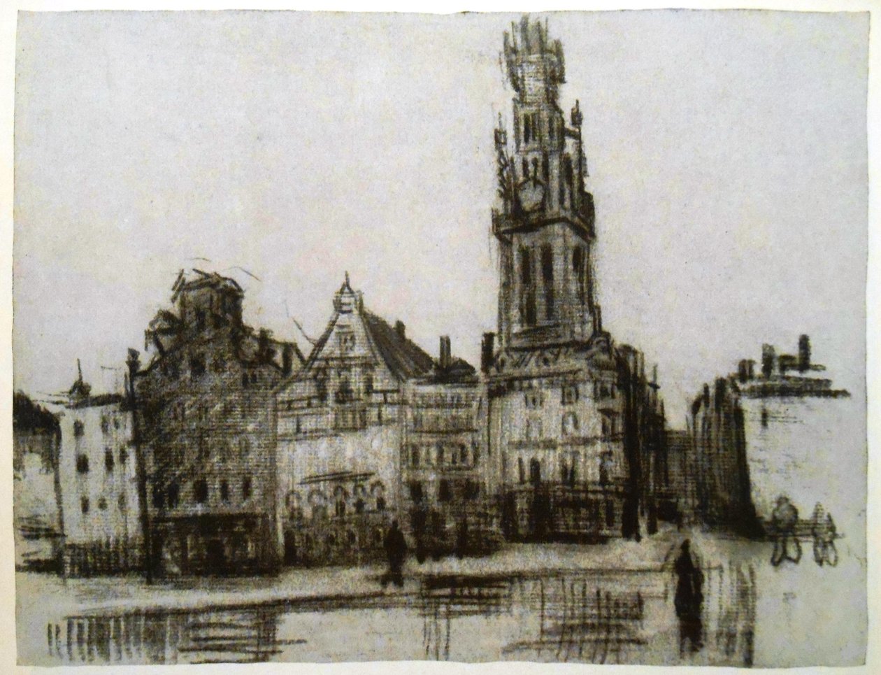 Staré domy s věží katedrály od Vincent van Gogh