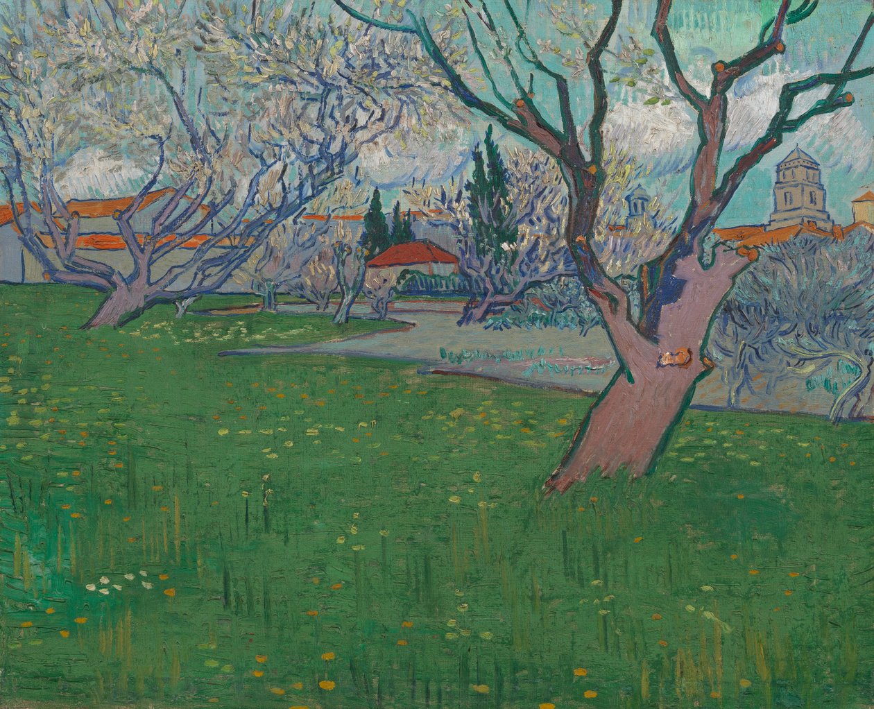 Sady v květu, pohled na Arles od Vincent van Gogh
