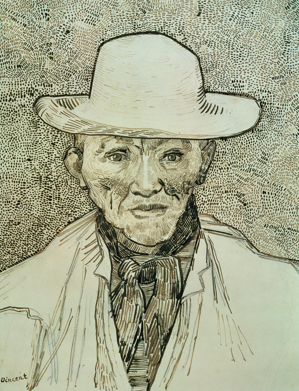 Rolník z Camargue, 1888 (hnědý inkoust přes grafit na papíře) od Vincent van Gogh