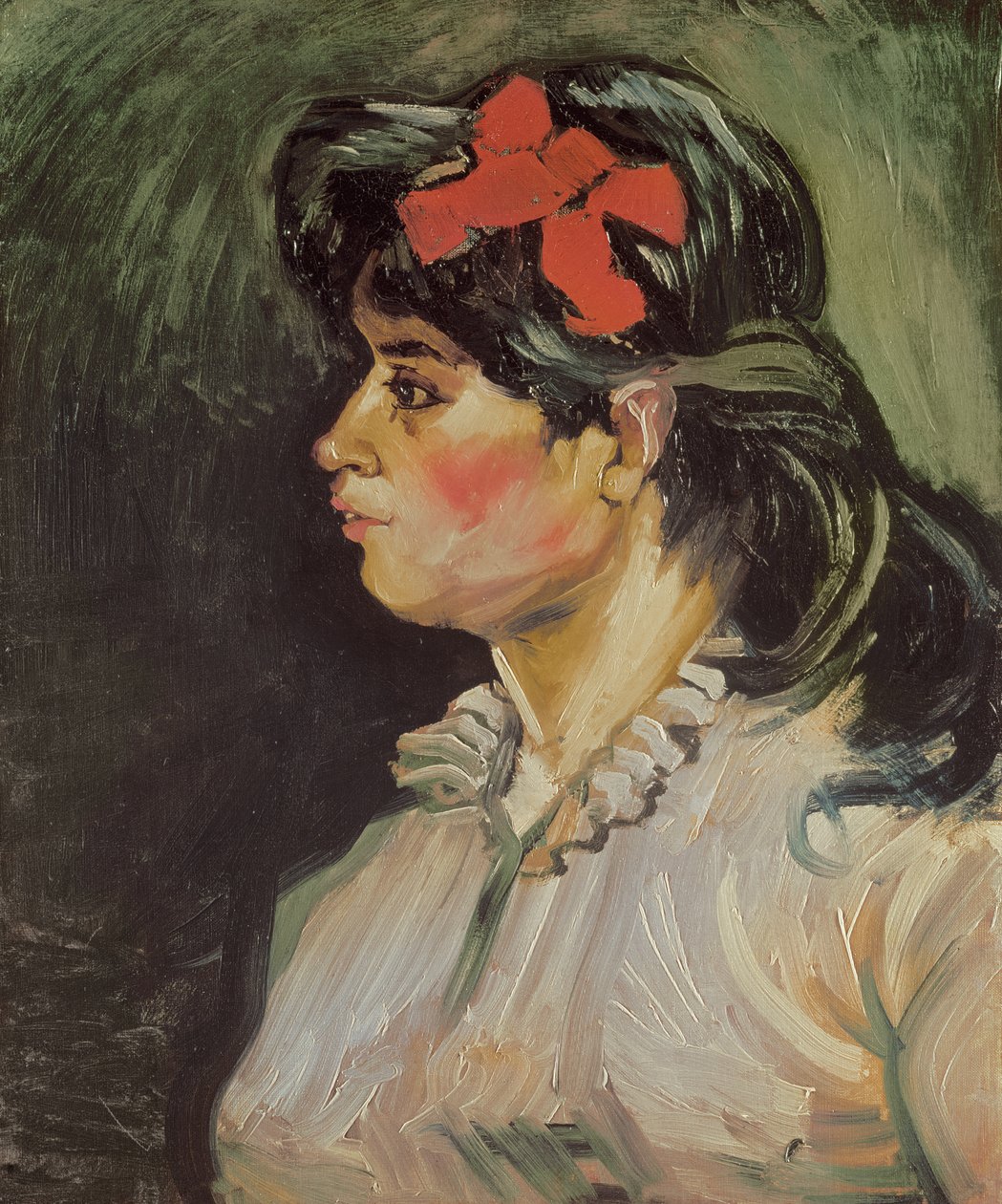Portrét ženy s červenou stuhou, 1885 od Vincent van Gogh