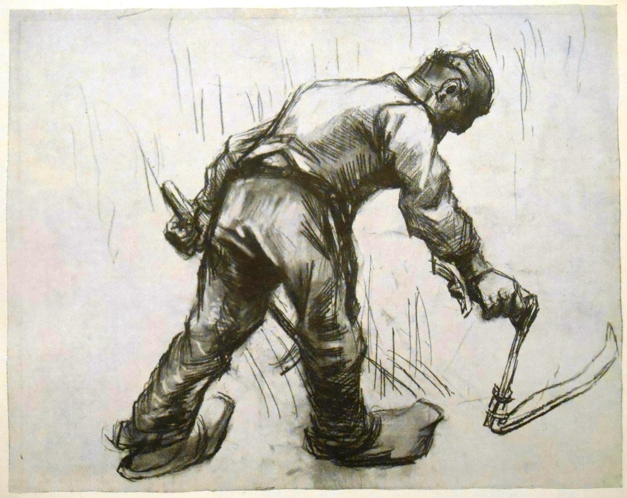 Žací stroj s čepicí, srpem a hákem od Vincent van Gogh