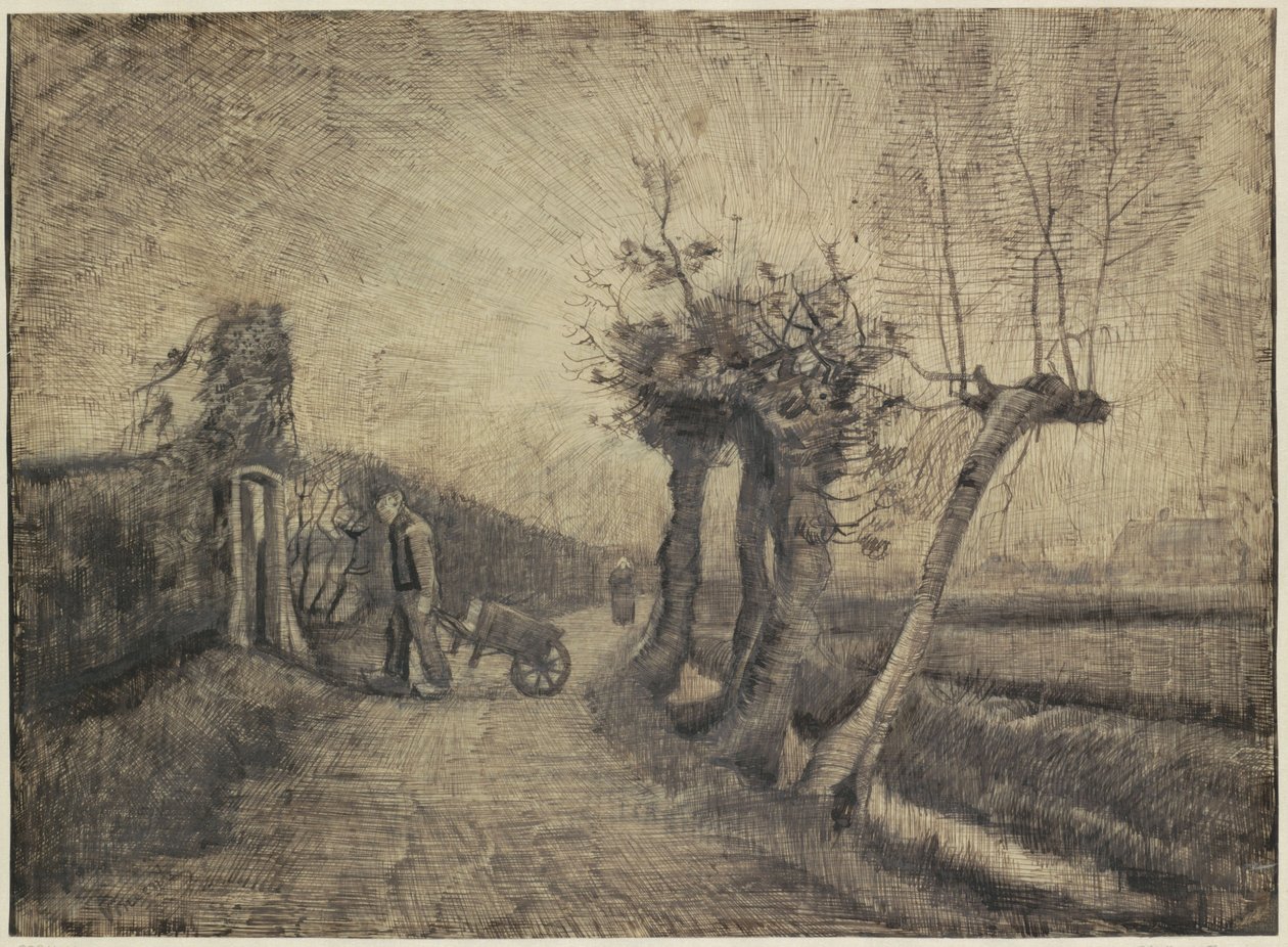 Cesta za farní zahradou v Nuenen, 1884 (inkoust na papíře) od Vincent van Gogh