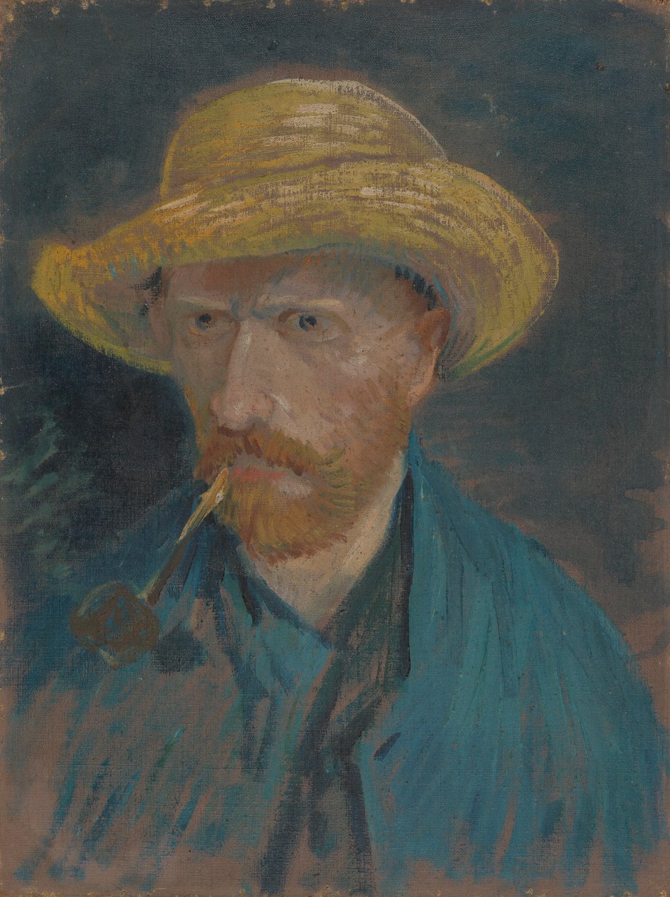 Autoportrét se slaměným kloboukem a dýmkou od Vincent van Gogh