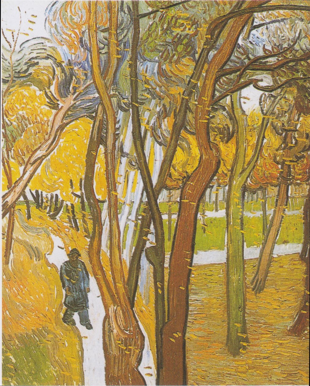 Chodci v parku s padajícím listím od Vincent van Gogh