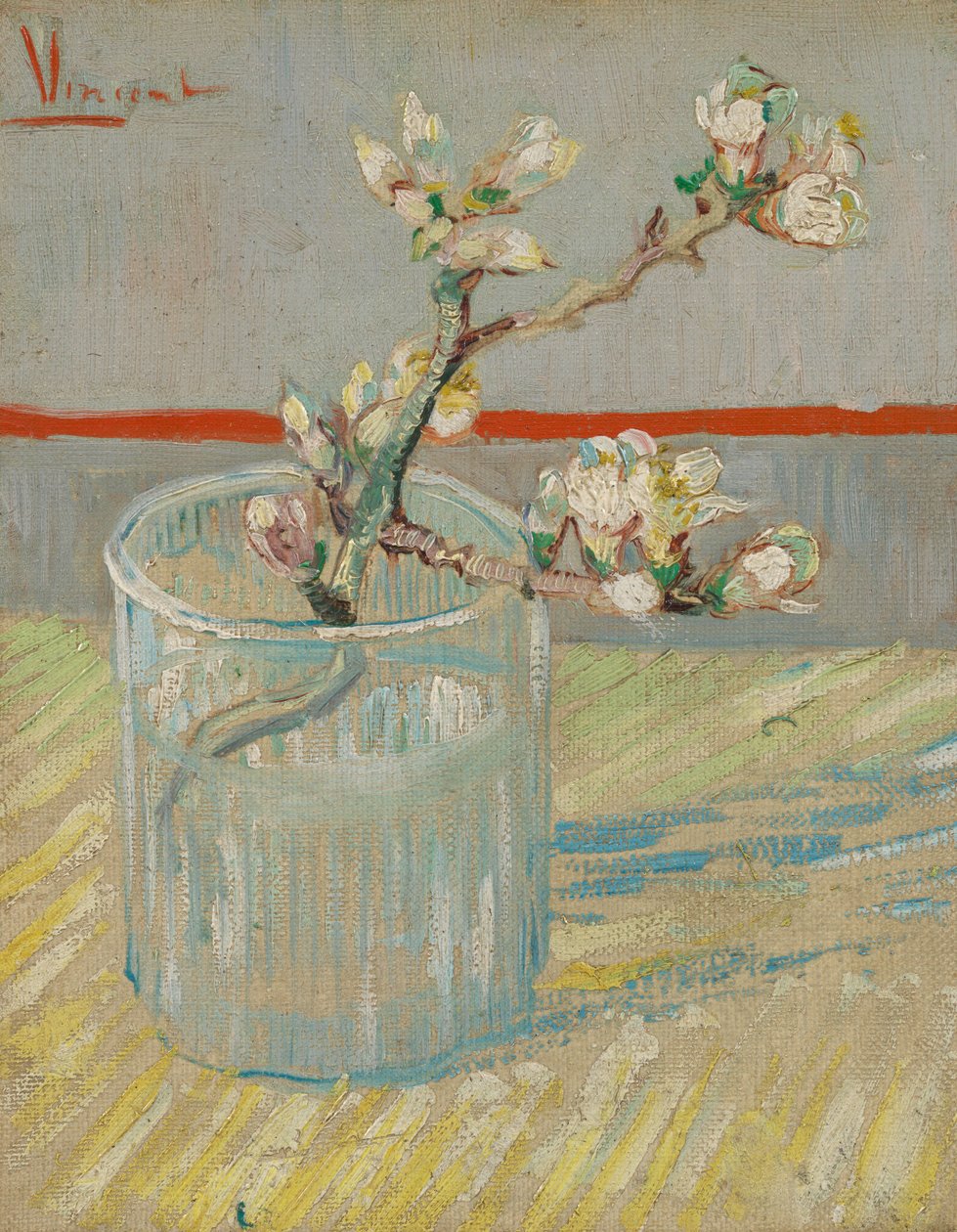 Snítka kvetoucích mandlí ve sklenici od Vincent van Gogh
