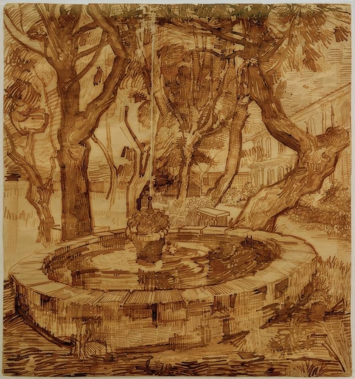 Fontána v zahradě sanatoria od Vincent van Gogh