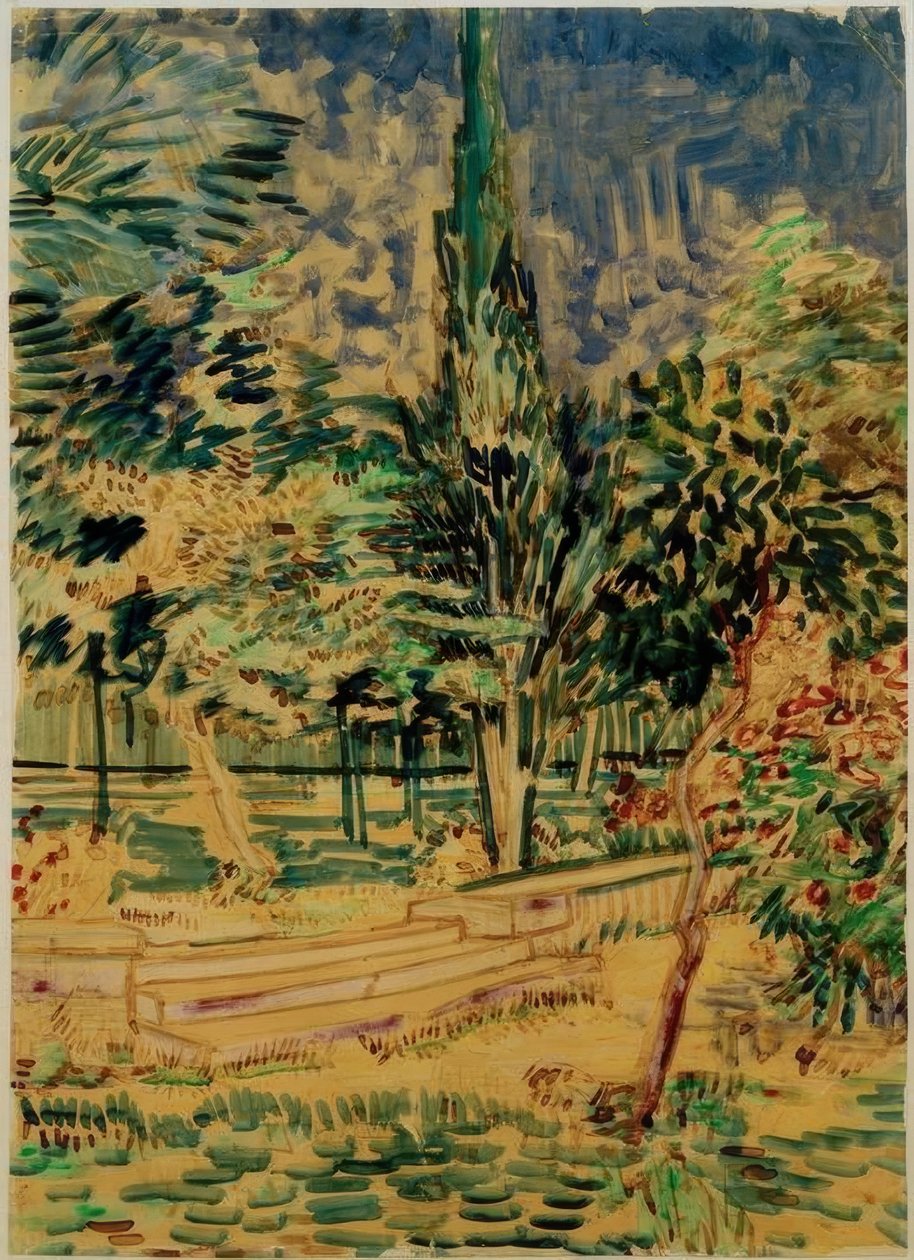Schody na zahradě sanatoria od Vincent van Gogh