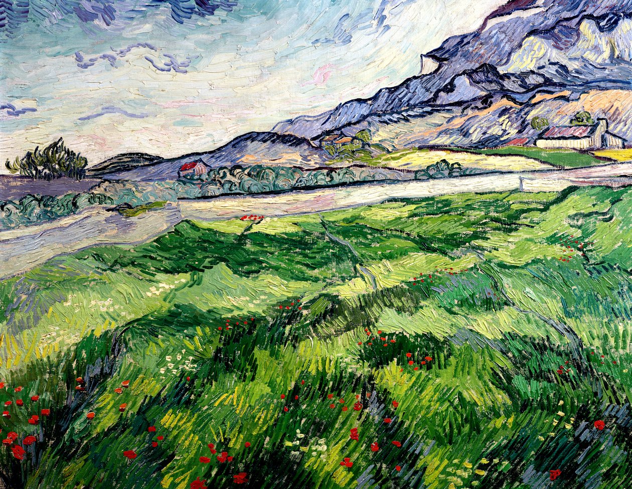 Zelené pšeničné pole za azylem, 1889 od Vincent van Gogh