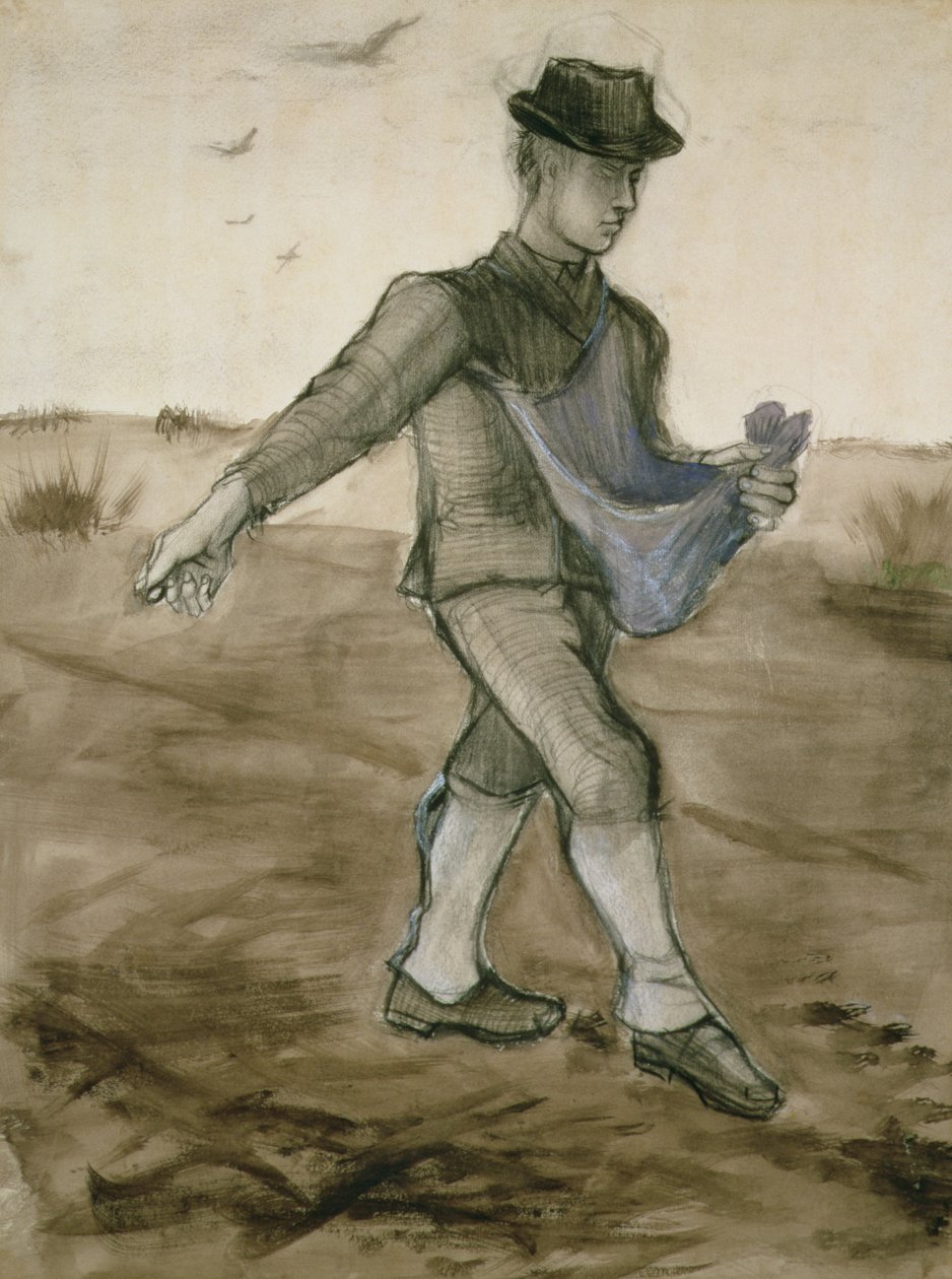 Rozsévač, 1881 (tužka, pero a hnědý inkoust) od Vincent van Gogh