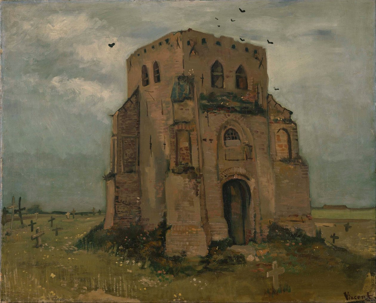 Stará kostelní věž v Nuenenu (`Hřbitov sedláků) od Vincent van Gogh