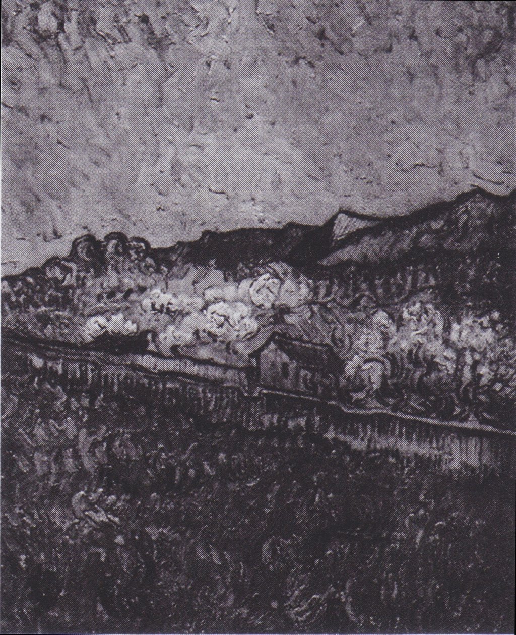 Uzavřené pole s výhledem na horskou krajinu od Vincent van Gogh