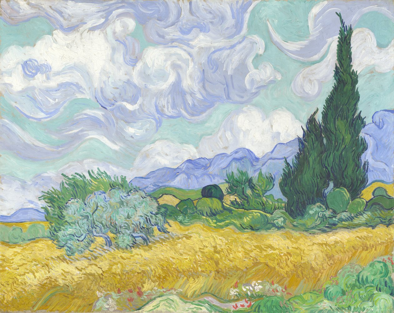 Pšeničné pole s cypřiši od Vincent van Gogh