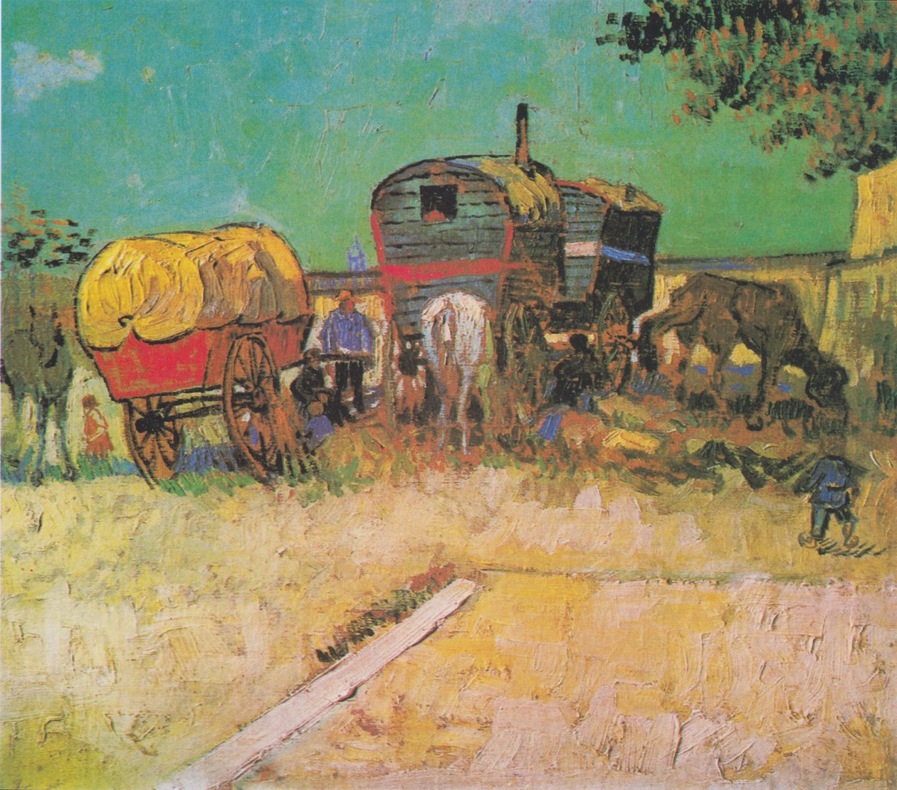 Cikánský tábor s koněm a vozíkem od Vincent van Gogh