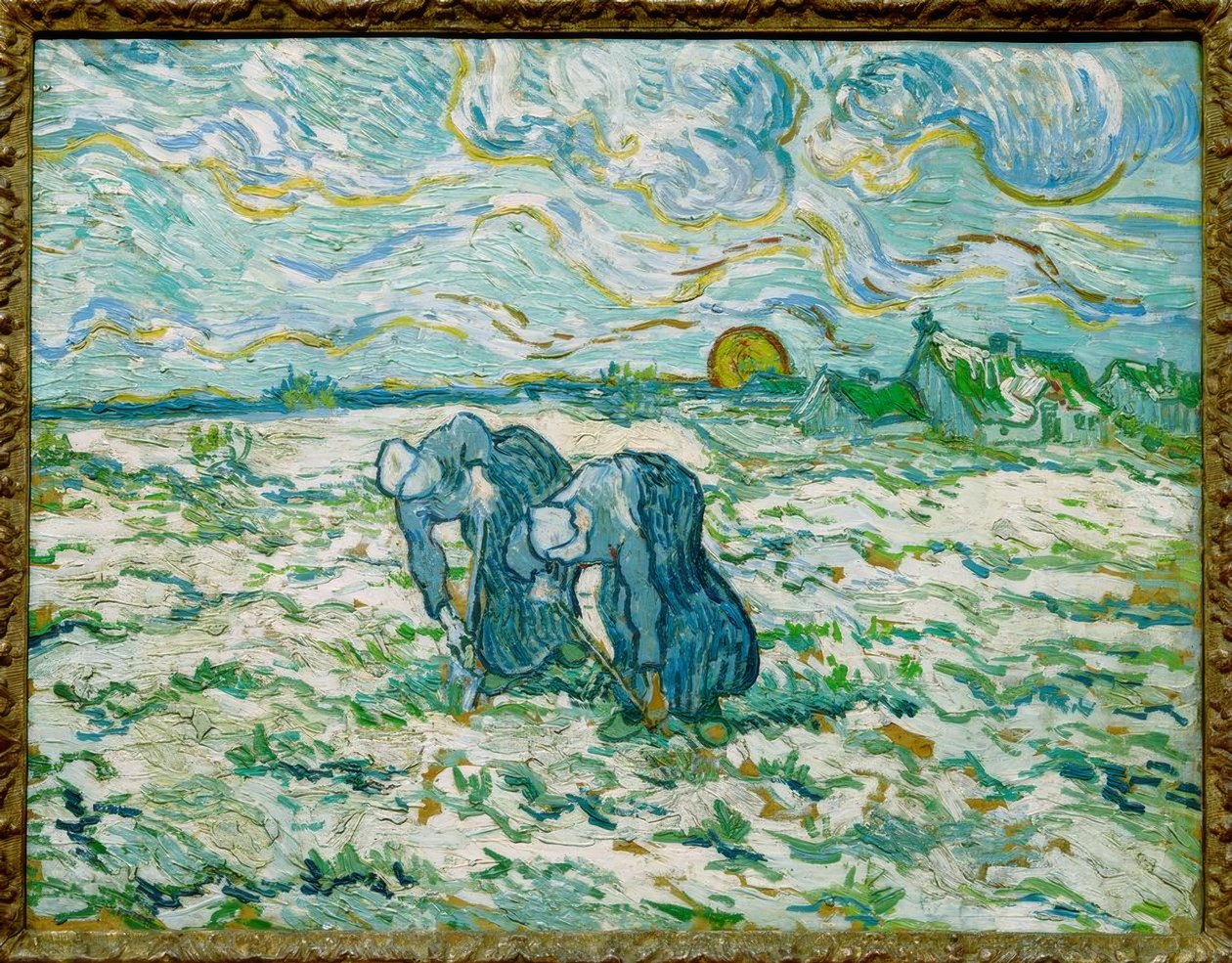 Dvě rolnické ženy kopající v zasněženém poli od Vincent van Gogh