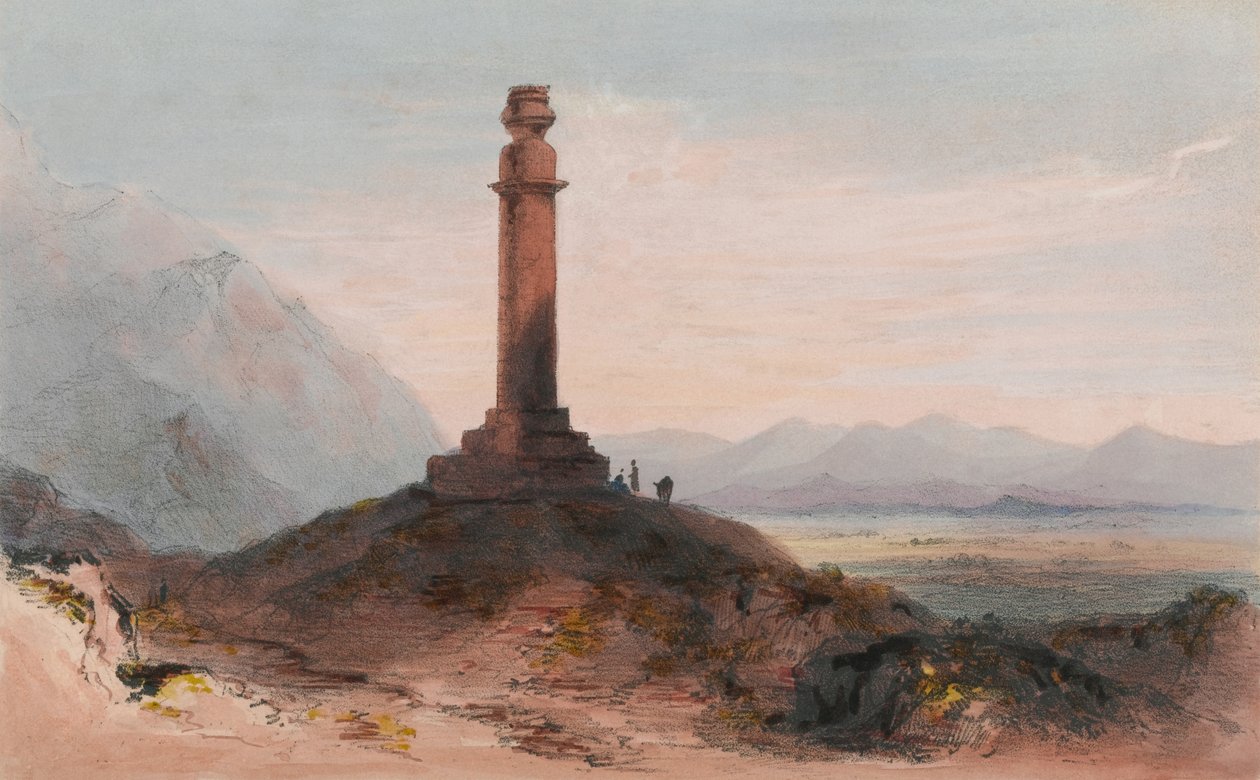 Alexandrův sloup poblíž Kábulu, kolem roku 1842 (barevné lito) od Vincent (after) Eyre