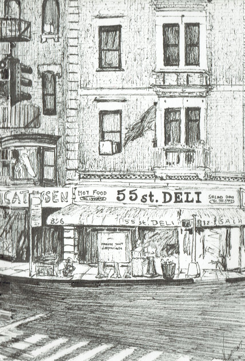 55th street New York, 2003, (inkoust na papíře) od Vincent Alexander Booth