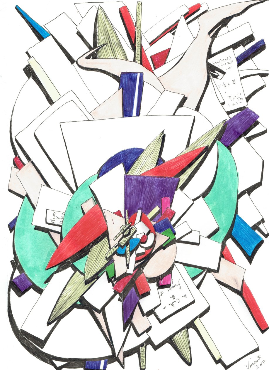 Atop, 2017, (barevný inkoust na papíře) od Vincent Alexander Booth