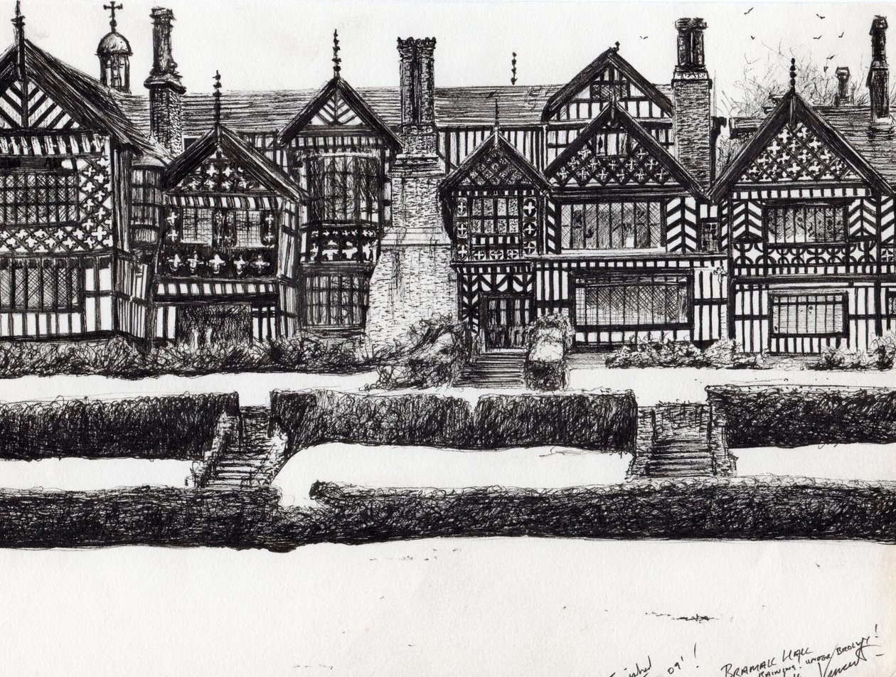Bramall Hall Bramhall, 2004, (inkoust na papíře) od Vincent Alexander Booth