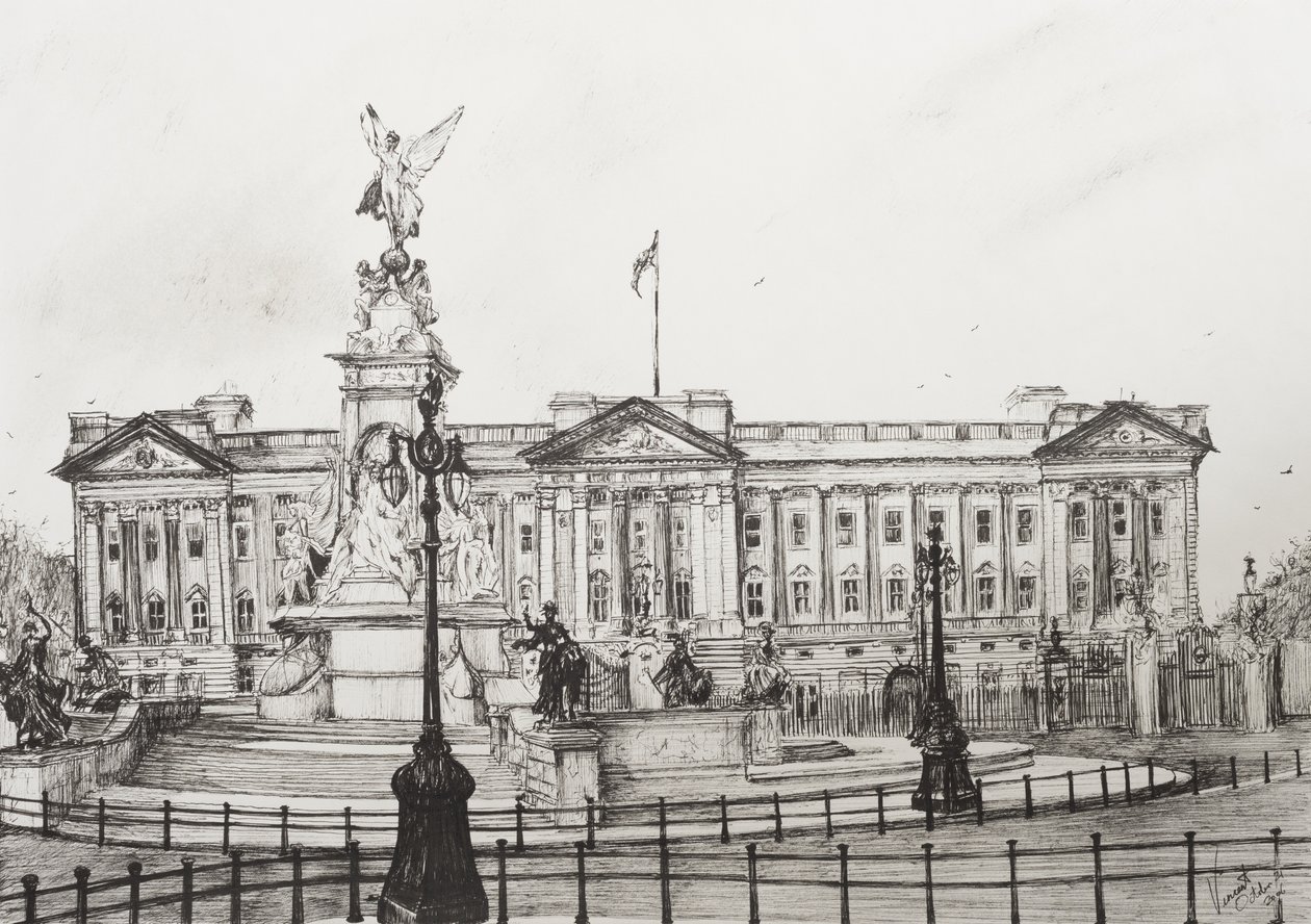 Buckinghamský palác, Londýn, 2006, (inkoust na papíře) od Vincent Alexander Booth