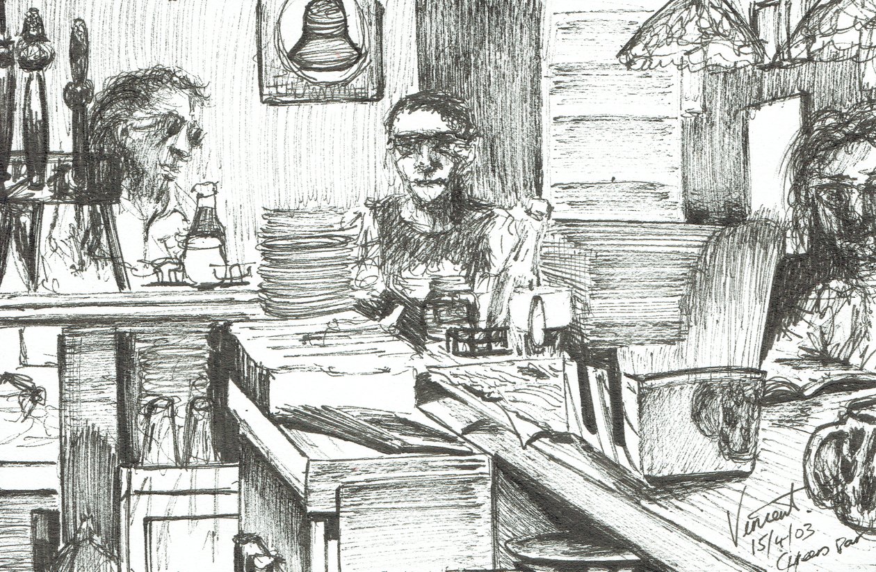 Cheers Bar Boston USA, 2003, (Inkoust na papíře) od Vincent Alexander Booth