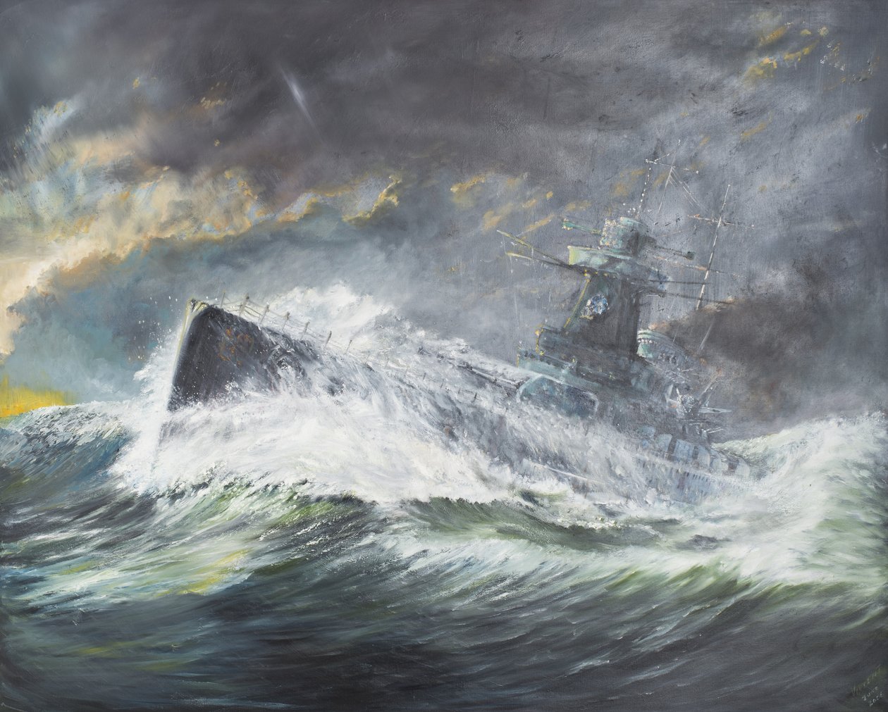 Graf Spee vstupuje do Indického oceánu 3. listopadu 1939, 2006, (Oil on Canvas) od Vincent Alexander Booth