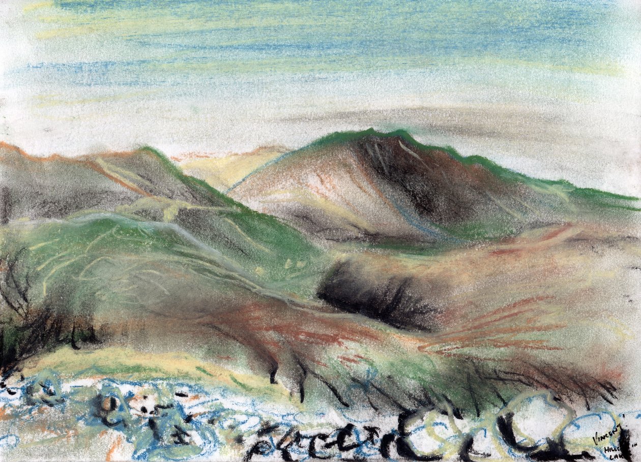 Kopce v Lake District, 2005, (pastely na papíře) od Vincent Alexander Booth