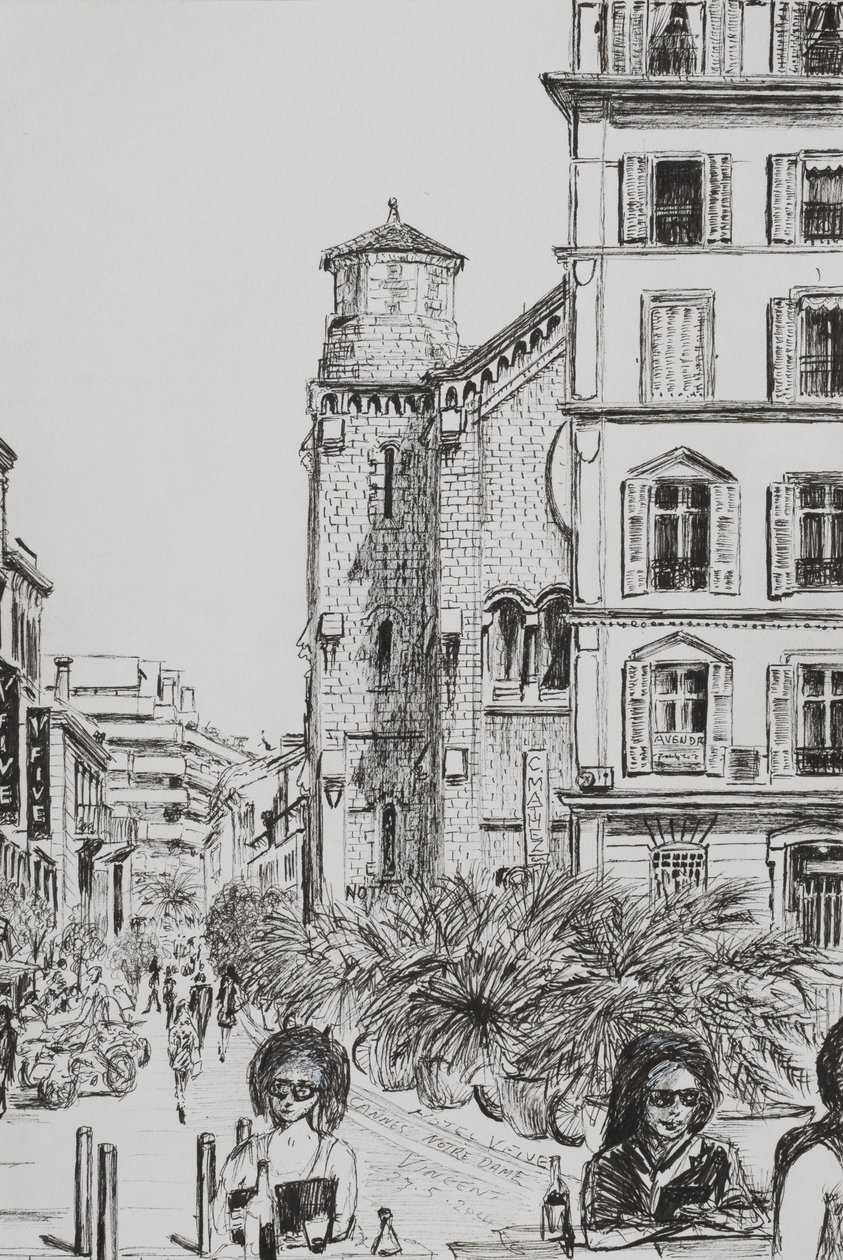 Hotel 5 a Notre Dame Cannes, 2014, (inkoust na papíře) od Vincent Alexander Booth