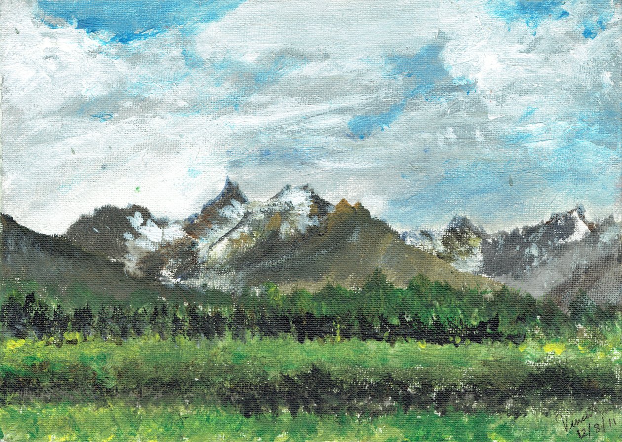 Pohled na hotel v Cransu, 2011, (akryl na plátně) od Vincent Alexander Booth