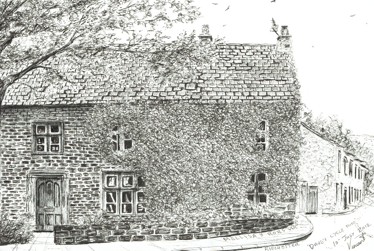 Dům v Ribchesteru, 2012, (tuš na papíře) od Vincent Alexander Booth