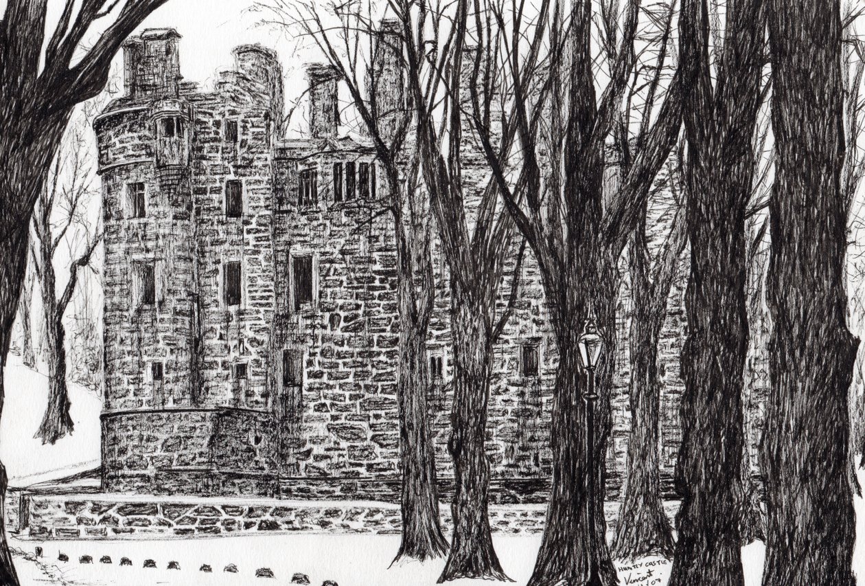 Huntly Castle Scotland, 2007, (inkoust na papíře) od Vincent Alexander Booth