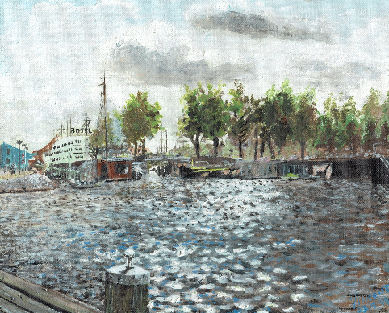Oosterdok Amsterdam, 1999, (akryl na plátně) od Vincent Alexander Booth