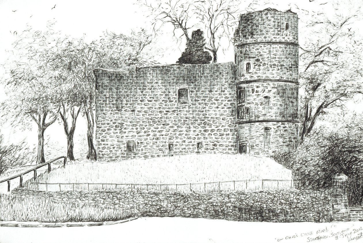 Ruina ve Strathavenu, 2012, (tuš na papíře) od Vincent Alexander Booth