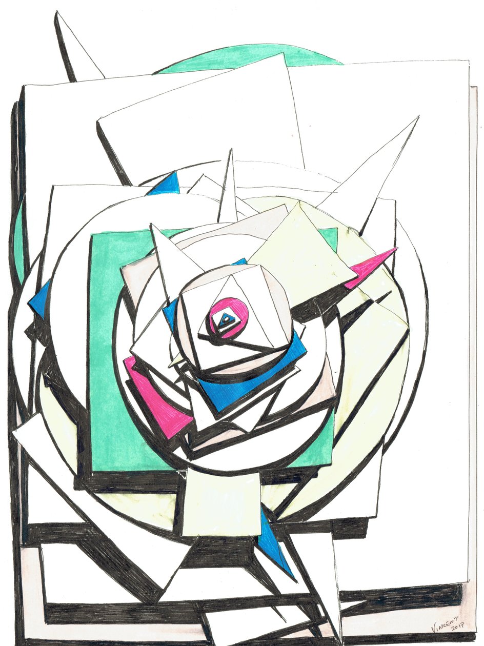 Stacked, 2017, (barevný inkoust na papíře) od Vincent Alexander Booth